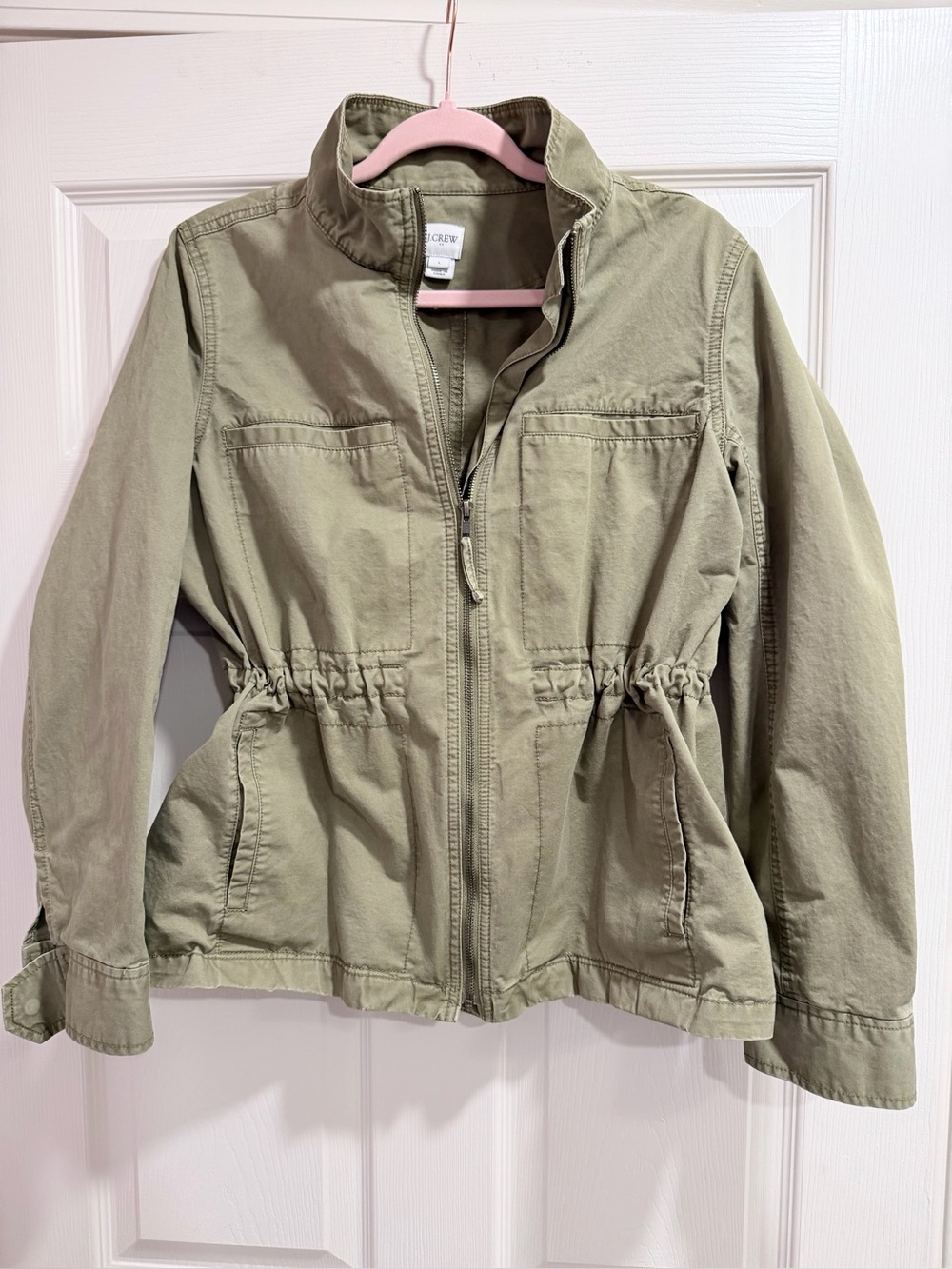 J. Crew Olive Green cinch waist utility jacket 100% cotton